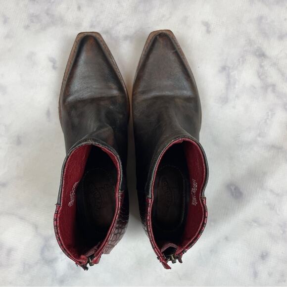 Freebird by Steven Rule Leather + Croc Embossed Ankle Booties - Picture 6 of 11